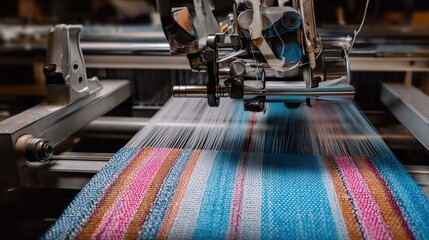 Robot Weaving Machine Creating Colorful Textile Patterns with Precision