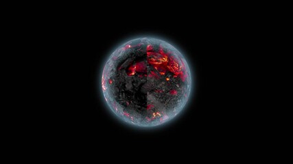3d rendered animation of Semi-realistic fantasy earth city  globe with flickering light with halo on black background, 4K animated template and intro - Powered by Adobe