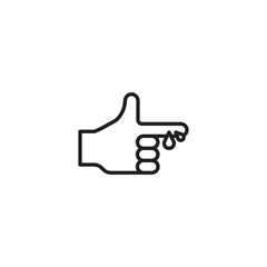 A minimalist line art icon of a hand making a 