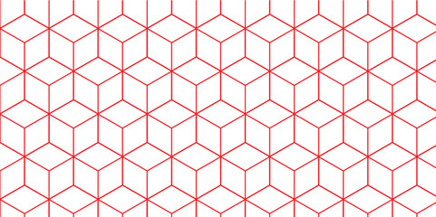 Naklejka premium Cubic hexagon texture. Geometric cube grid seamless pattern. Geometric pattern illustration mosaic, square and triangle wallpaper. Line isometric grid. 