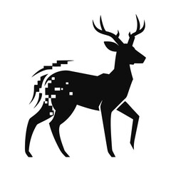 Deer silhouette, deer in jungle silhouette