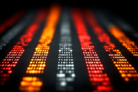Digital Data Stream: A captivating visual representation of a digital data stream, showcasing an array of binary code elegantly arranged. - Powered by Adobe