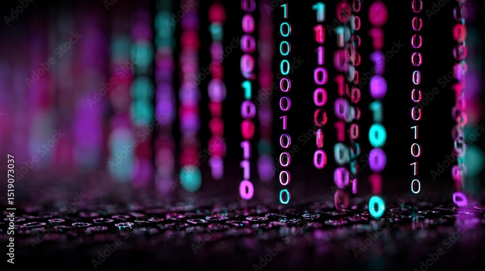 Poster digital rain: immersive and dynamic composition depicting the mesmerizing beauty of data cascading d