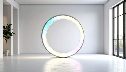 Large Gradient Circle With Illuminated Edges And Clean White Background Minimalist And Modern Composition