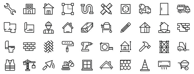 Construction and Architecture Icon Set, line icon set.