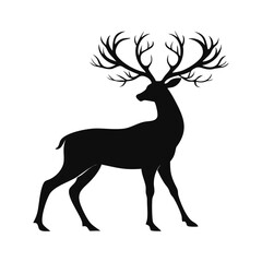 Deer silhouette, deer in jungle silhouette