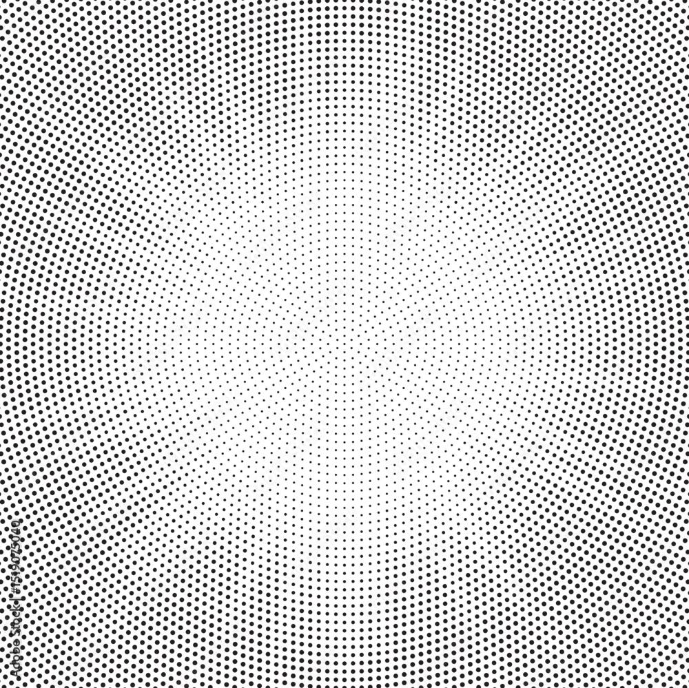 Poster Halftone gradient sun rays pattern. Abstract halftone vector dots background. monochrome dots pattern. Vector background in comic book style with sunburst rays and halftone. Retro pop art design.