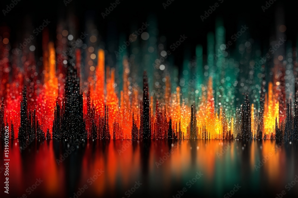 Poster vibrant abstract digital art: captivating abstract digital art piece, featuring colorful vertical el