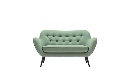 Fototapeta premium Light sage green loveseat with button tufting