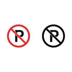 "No Parking Symbols in Red and Black Circular Designs"
