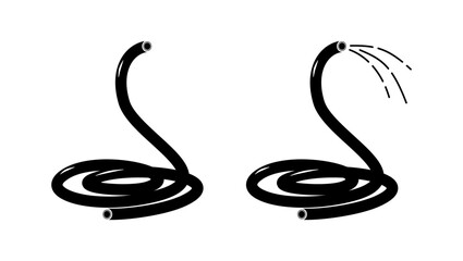Pressure hose symbol, black isolated silhouette