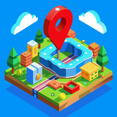 3d map location mark symbol 