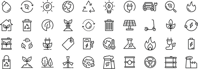 earth icon set, ecology icon set, environment icon set, line icon pack