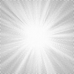 Fototapeta premium Halftone gradient sun rays pattern. Abstract halftone vector dots background. monochrome dots pattern. Vector background in comic book style with sunburst rays and halftone. Retro pop art design.