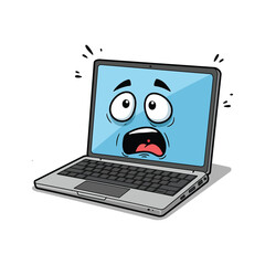 A Funny Scared Laptop Clipart with Shocked Face