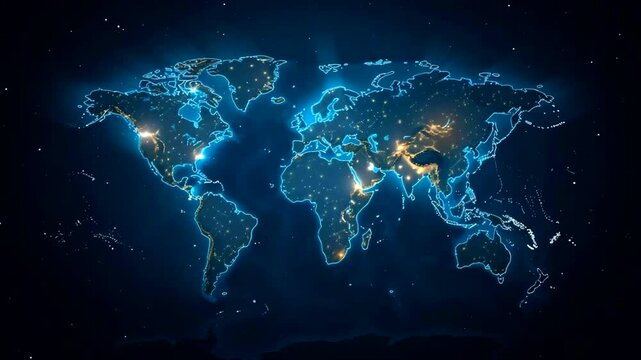 Global map of illuminated cities at night