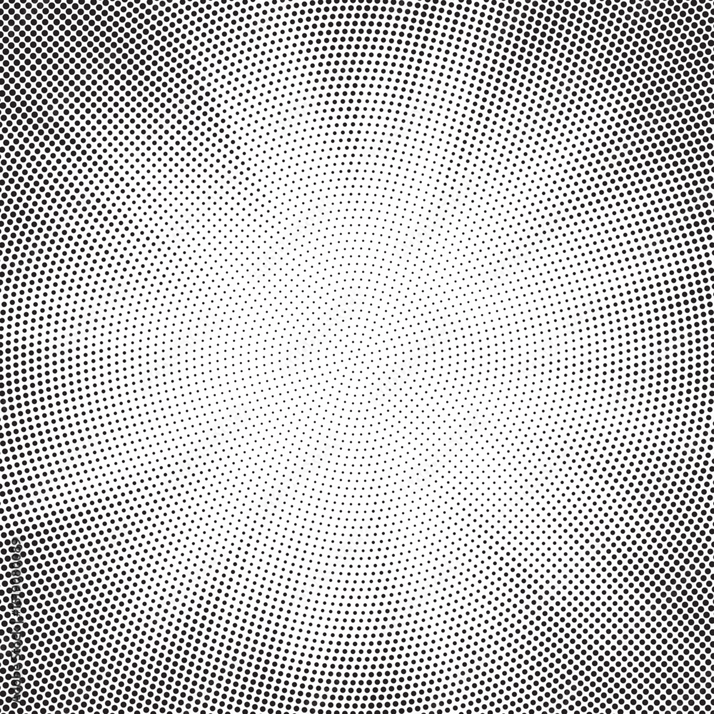 Leinwandbilder halftone gradient sun rays pattern. abstract halftone vector dots background. monochrome dots patter