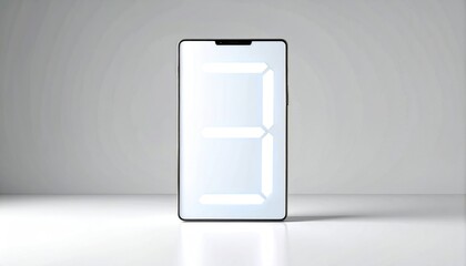 Illuminated Number Three Displayed On Modern Digital Device Against Plain White Background