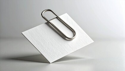 Macro Shot Of A Metallic Paperclip Holding A White Paper Sheet With Soft Background And Sharp Focus