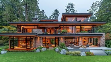 Obraz premium Luxury house in Vancouver, Canada. HD 8k wallpaper photographic image 