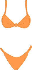 Orange one-piece swimsuit.Summer women's clothing for vacation, for swimming.Fashionable swimwear.Stylish design and minimal details.Sketch of bikini