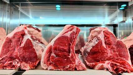 raw pieces of red beef ready for Florentine steak cut