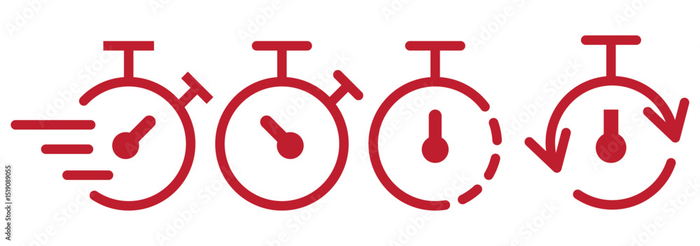 Poster timer icon set. alarm clock symbol. watch countdown vector illustration. stopwatch sign. hours, minu