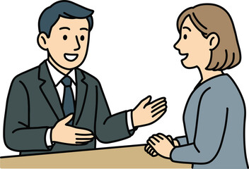 Businessman Consulting with Woman at a Desk on transparent background