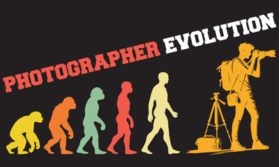 Obraz premium Photographer Evolution T-shirt Design, Photographer Evolution Design, evolution of man illustration