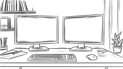 Sketch of a home office setup (1)