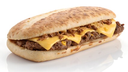 Grilled Merguez Sausage Sandwich on White Background