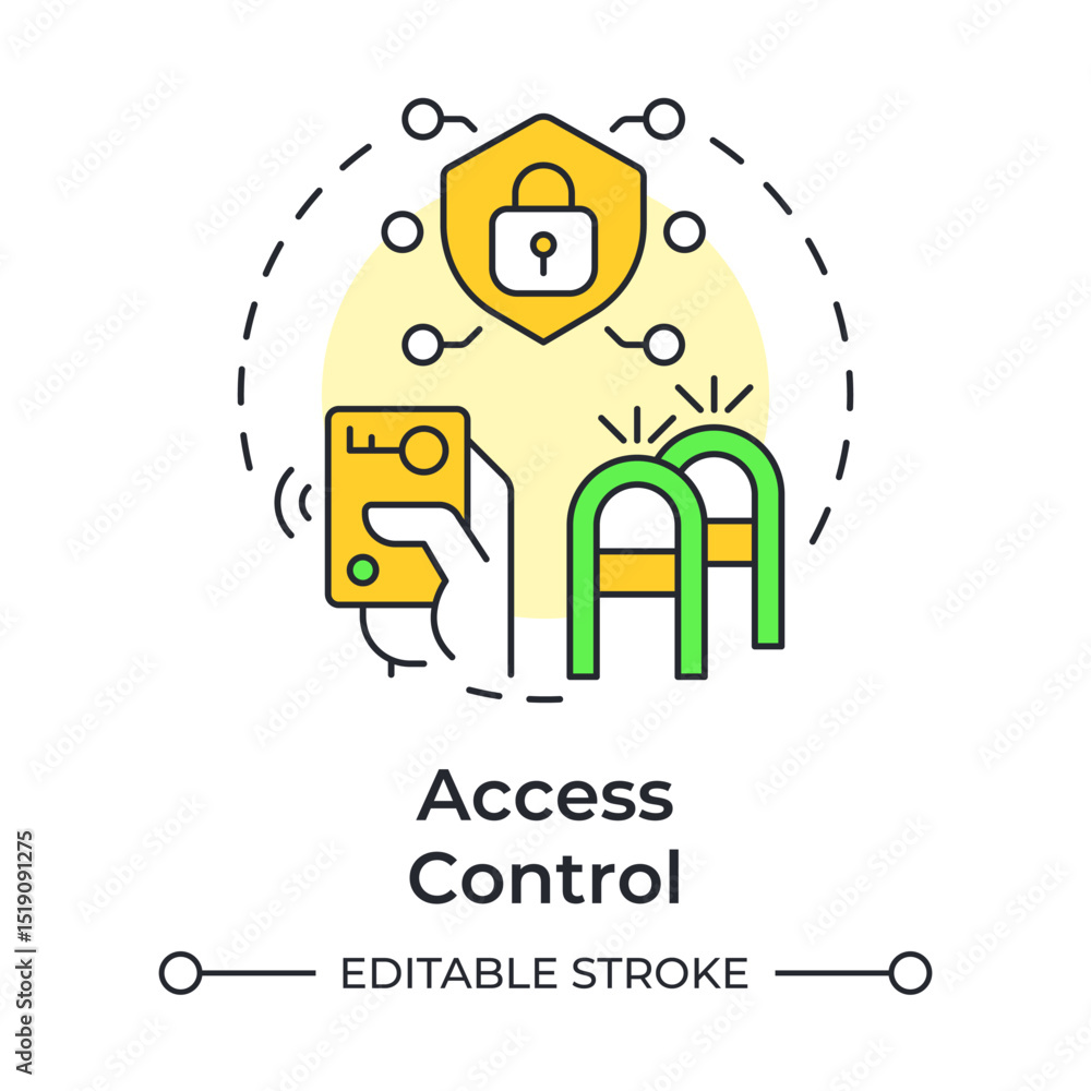 Poster access control multi color concept icon. component of physical security system. facility enter exit 