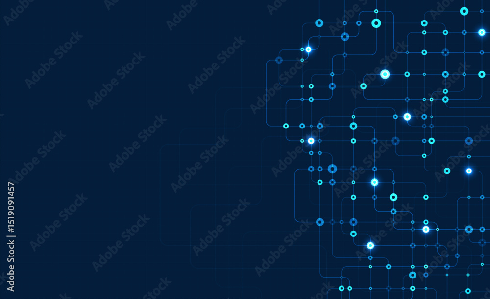 Poster circuit connect lines and dots. network technology and connection concept. decentralized network nod