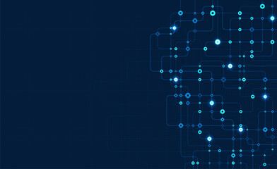 Circuit connect lines and dots. Network technology and Connection concept. Decentralized network nodes connections