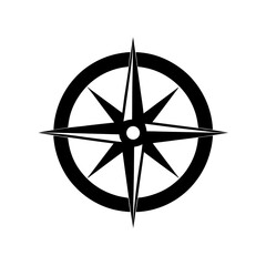 Modern Black Compass Silhouette Vector Clip Art Illustration