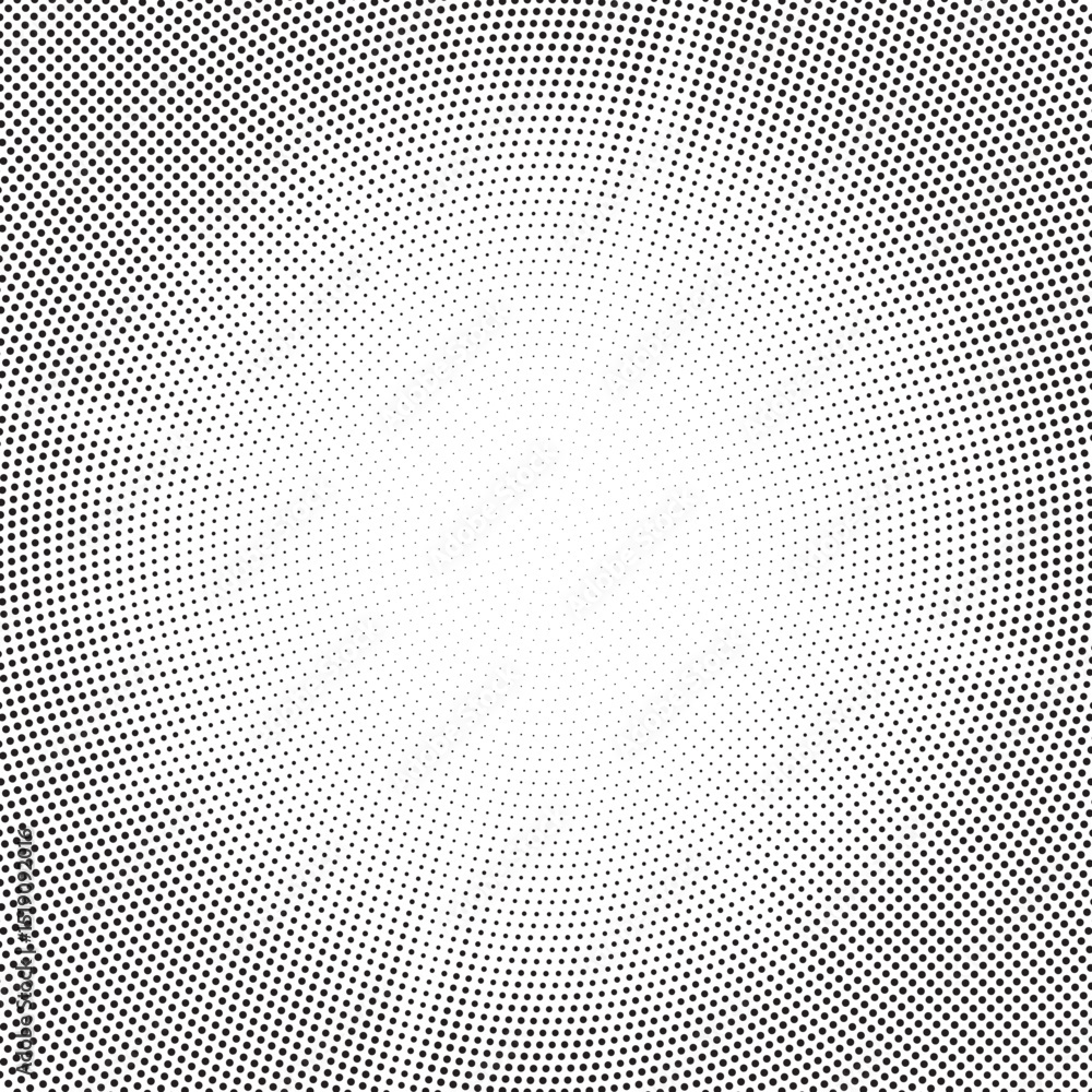 Poster Halftone gradient sun rays pattern. Abstract halftone vector dots background. monochrome dots pattern. Vector background in comic book style with sunburst rays and halftone. Retro pop art design.