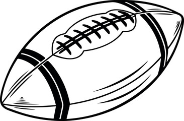 vector illustration of an American football with detailed stitching, oval shape and bold graphic for sports, team logos, and athletic-themed prints