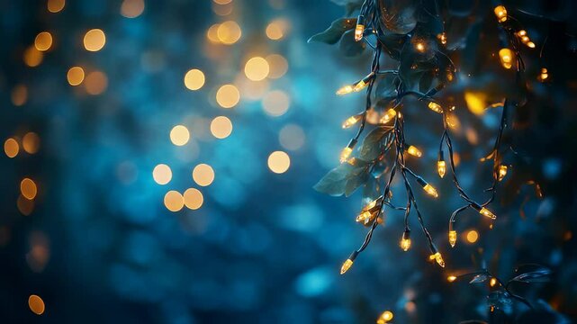 Enchanting luminiscence holiday light display with bokeh and elegant foliage