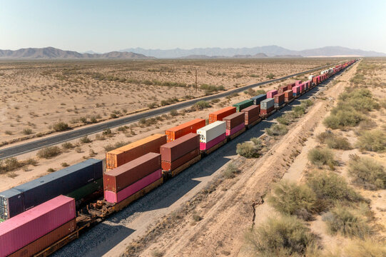 Parallel container stack trains in desert environment