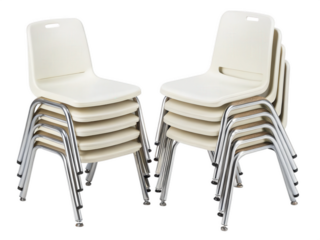 Stackable Cream Plastic Chairs with Chrome Legs Set of 12 for Classroom or Office