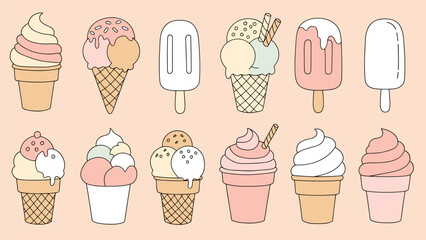 Delightful Collection of Ice Cream and Popsicle Illustrations