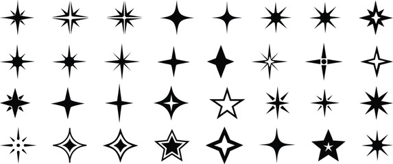 star sparkle icon, blinking shining star, sparks and sparkle shapes vector illustration
