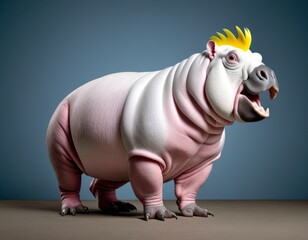 Hybrid animal between hippopotamus and cockatoo.