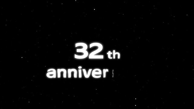  32th Happy Anniversary Text Animation &ndash; Celebration, Greeting, Wishes, Message for Events, Holiday, Festival &ndash; Festive Animated Design for Special Occasion