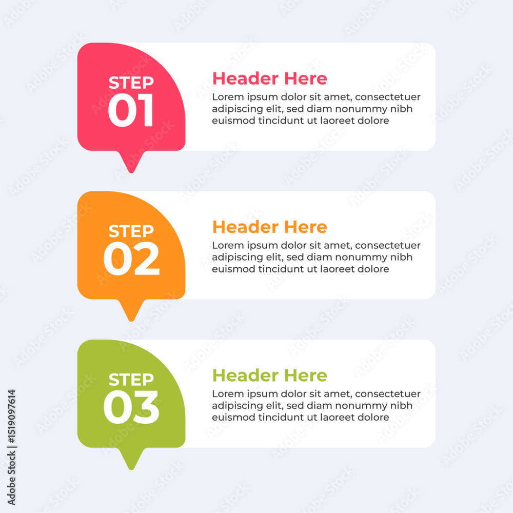 Sticker three colorful circles with icons and text.