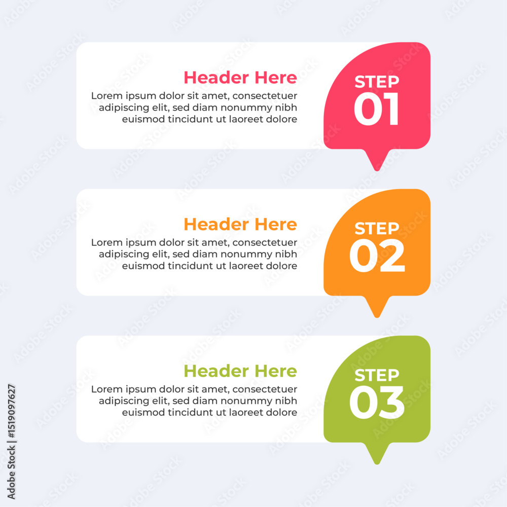 Sticker three colorful circles with icons and text.