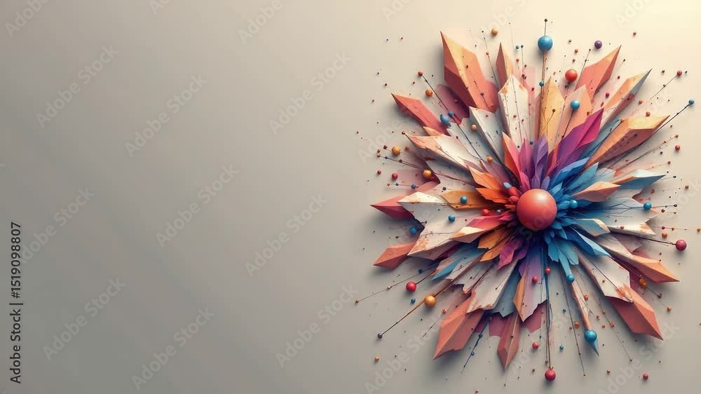 Aufkleber abstract colorful flower shape design with layers and vibrant elements bursting from the center in m