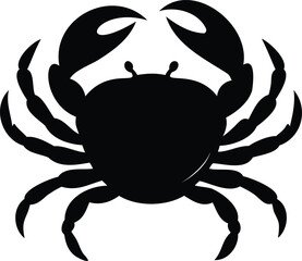 Black and white silhouette of a crab with large claws