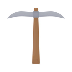 Stone pickaxe with wooden handle. Mining symbol. Extraction of ore, gold, etc.