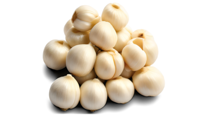 Peeled garlic cloves. Peeling vegetables, and harvesting garlic.